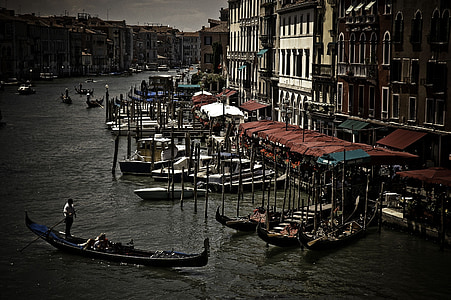 gondola, csatorna, Velence, Olaszország, utazás, csónak, víz