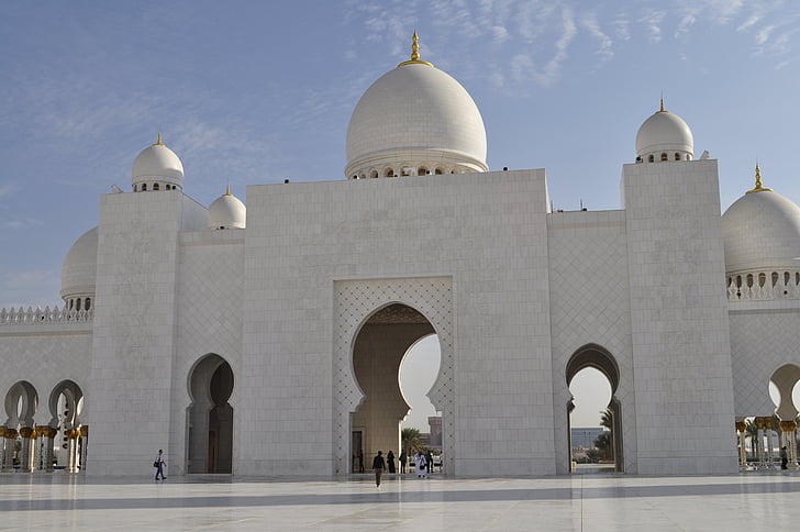 Abu dhabi, grote moskee, zon, het platform, Islam, Moslim, Zayed