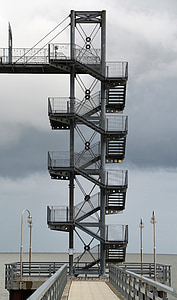 spiraltrapp, trapper, fremveksten, arkitektur, Metal, stige, observasjonstårnet