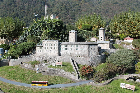 Bellinzona, hradu Castelgrande, swissminiatur, Melide, Švajčiarsko