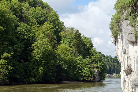 floden, landskap, naturen, Donau, Bayern, vatten, skogen