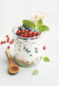 yoghurt, morgenmad, korn, livsstil, kost, slankende, frugt