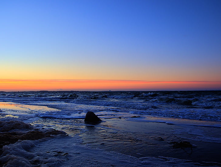 Baltijos jūros, jūra, paplūdimys, pakrantė, vandens, šaldymo, nemalonus
