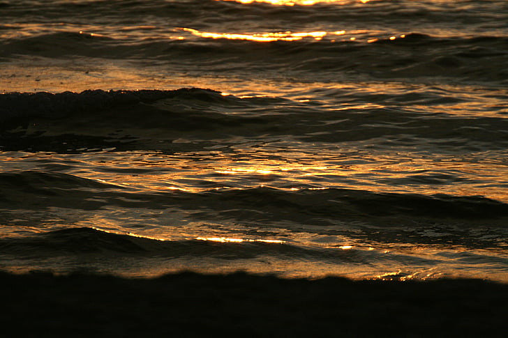 more, val, Sunce, vode, udaranje mora o obalu, Baltičko more, plaža