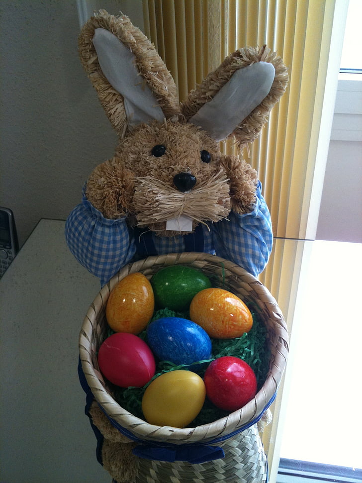 Velikonočni, Velikonočni zajček, velikonočna jajca, zajec - živali, dekoracija, pisanica, košara