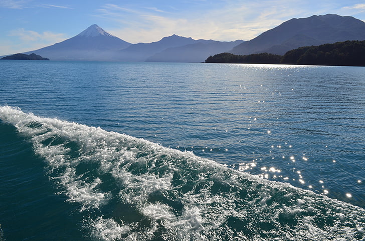 sailing, volcano, patagonia