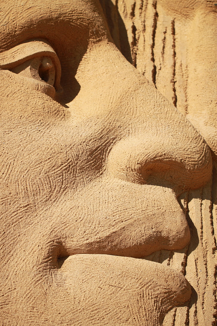 face, sand, sculpture, sand sculpture, artwork, denmark, festival