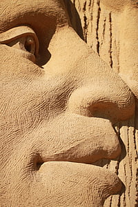 wajah, pasir, patung, patung pasir, karya seni, Denmark, Festival