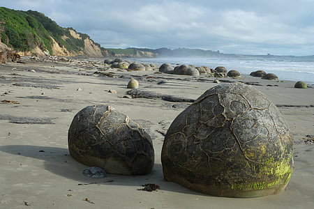 roques, moeraki, platja koekohe, Mar, natura, roques, Nova Zelanda