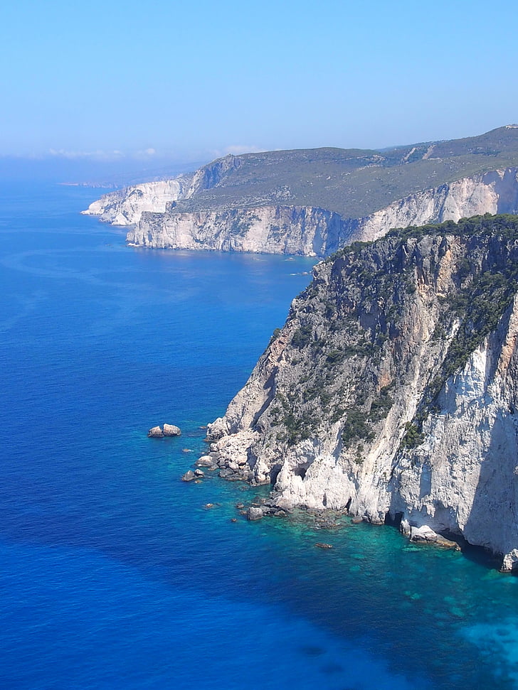 greece, zakynthos, keri, views, sea, cliffs, blue