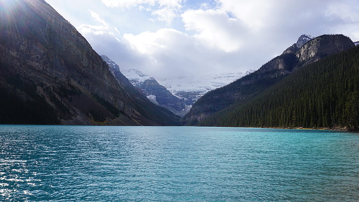 louise-tóra, tó, Banff, Sky, de tó melaka, hegyi, Kanada