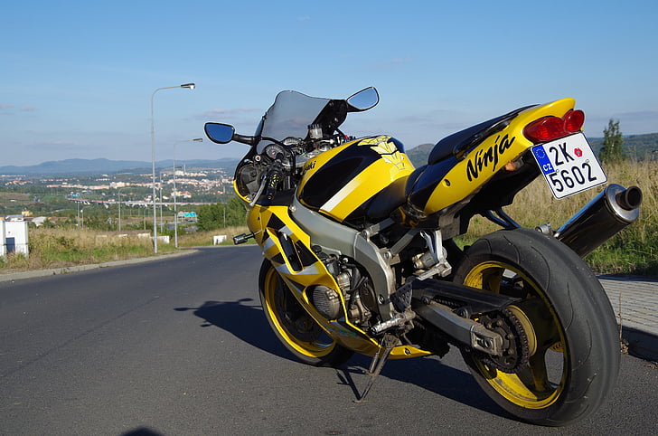 motorsykkel, runde, Kawasaki, Ninja
