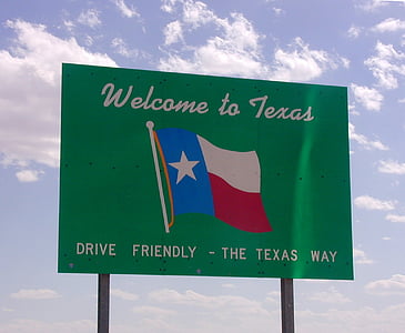 テキサス州, アメリカ, ようこそ, シールド, 国境, 記号