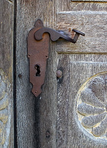 dørhåndtag, gamle, metal, håndtag, input, antik, rustent