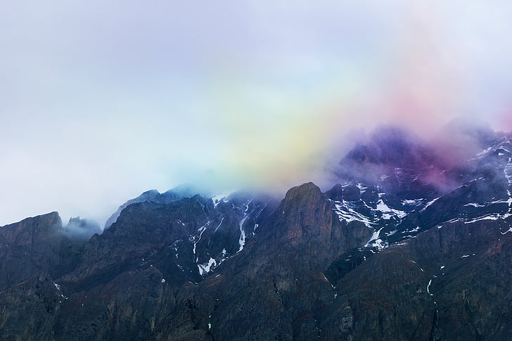 white, black, top, mountain, valley, peak, summit
