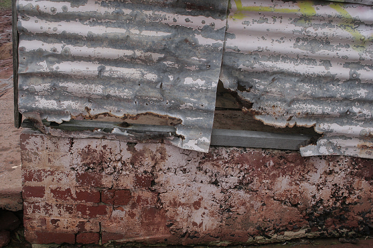 metal, antiguo, moho, oxidado, ladrillos, resistido, a la corrosión