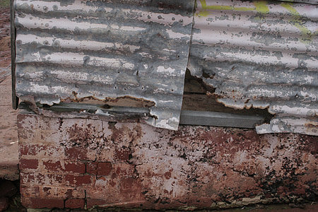 metal, old, rust, rusted, bricks, weathered, corrosion