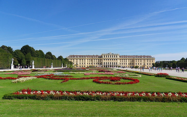 hrad, Schönbrunn, Viedeň, Rakúsko, Park, budovy, Architektúra