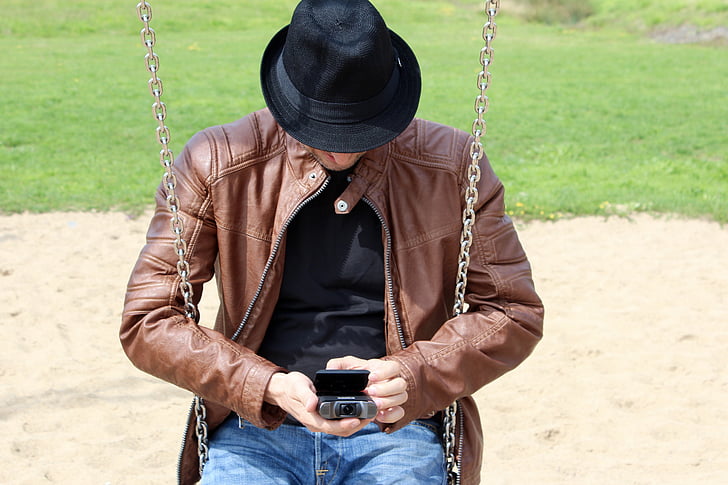 homme, chapeau, film, Swing, s’asseoir