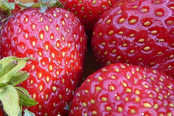 jordgubbar, frukter, röd, Söt, vitaminer, sommar, fruktig
