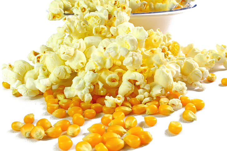 popcorn, popcorn in butter, corn, food