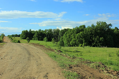 Rússia, carretera, arbre, Tatarstan, l'estiu, cel, en la distància