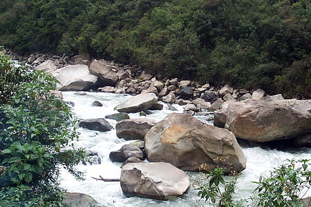 rocks, water, stream, river, creek, flow, motion