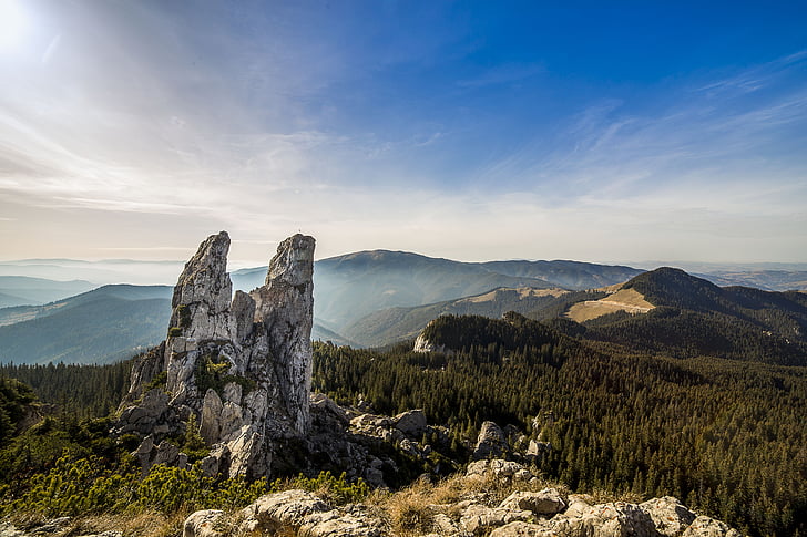 forest, hills, landscape, nature, rock formation, scenic, view