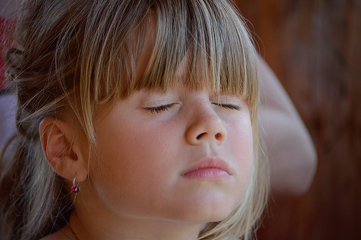 person, human, child, girl, blond, face, eyes closed