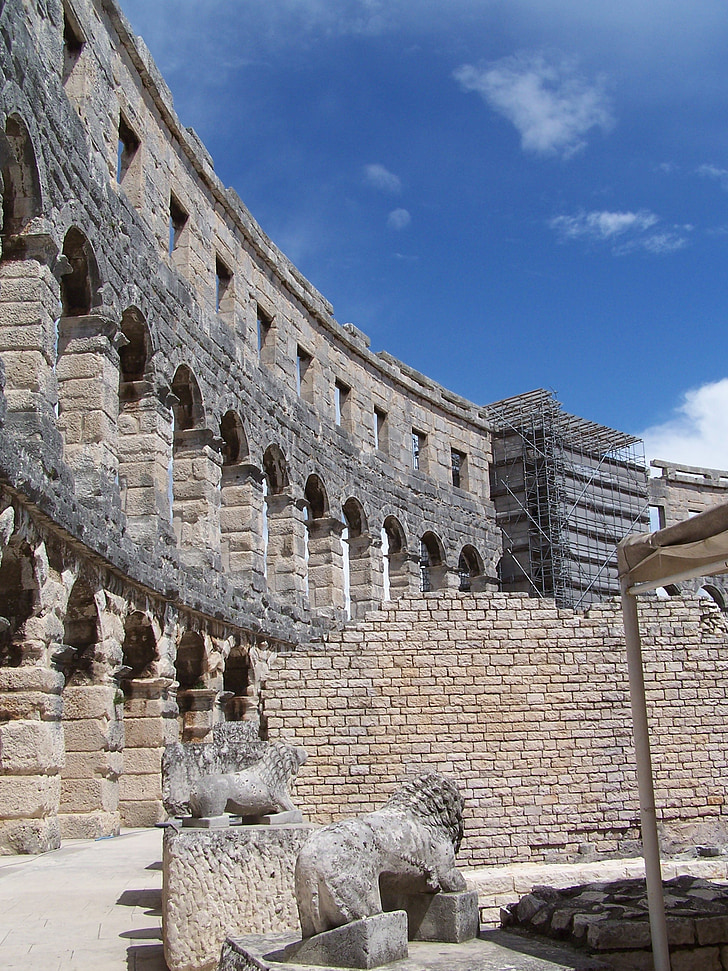 amfiteater, Kroatien, Pula, Colosseum, antika, Europa, arkitektur