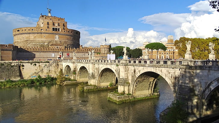 Olaszország, Róma, épület, antik, oszlopos, római, emlékmű