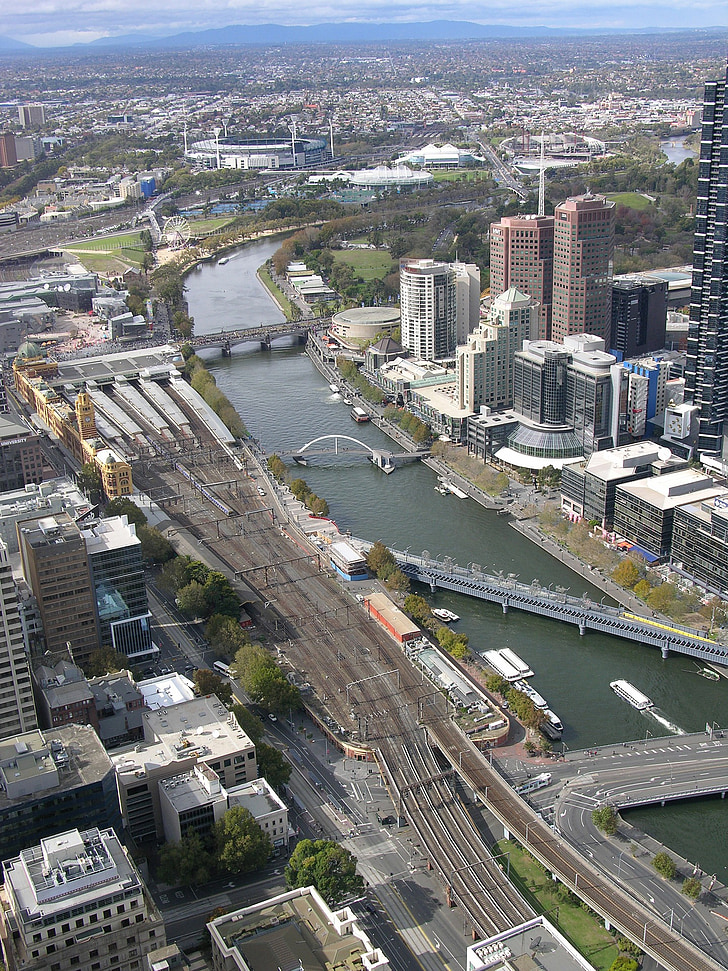 Southbank, Melbourne-ben, Victoria, Ausztrália, folyó, város