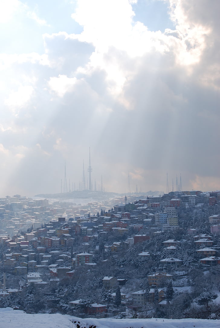 Istanbul, Turkki, talvi, Camlica, lumi
