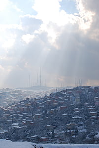 Istanbul, Turki, musim dingin, Camlica, salju