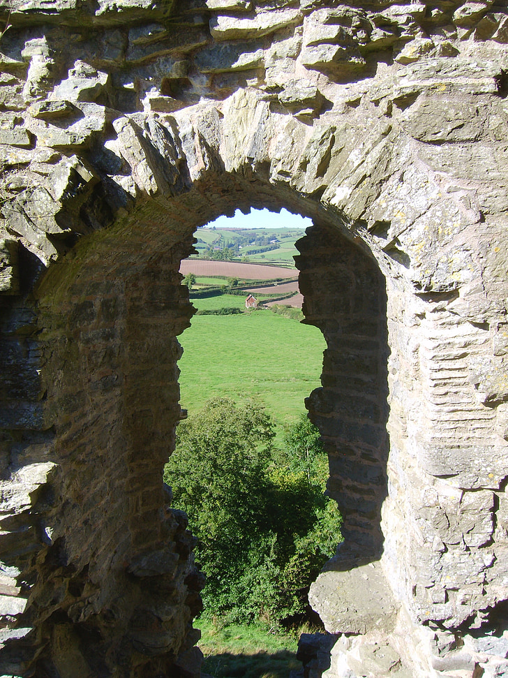 slottet, ruiner, Clun, Clun castle, Shropshire
