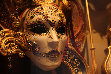 Tags ločena z vejico Benetke, karneval, kostum, Maska, Italija, plošča, okrašena