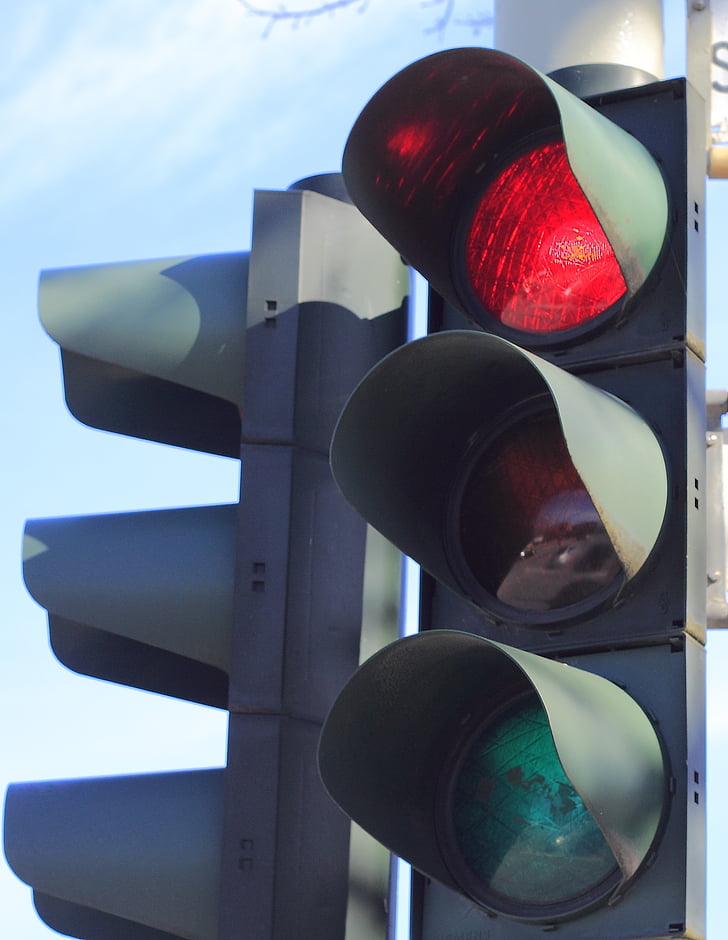 trafikljus, röd, Stanna, ljussignal, trafikljus signalerna