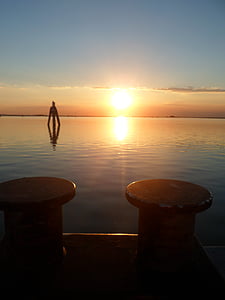 tramonto, mare, sole, Laguna di Venezia, Afterglow, Mediterraneo, Vignole