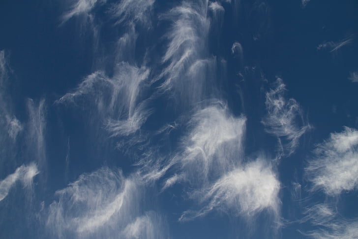 nori cirrus, nori, albastru, cer, clar, însorit, frumos