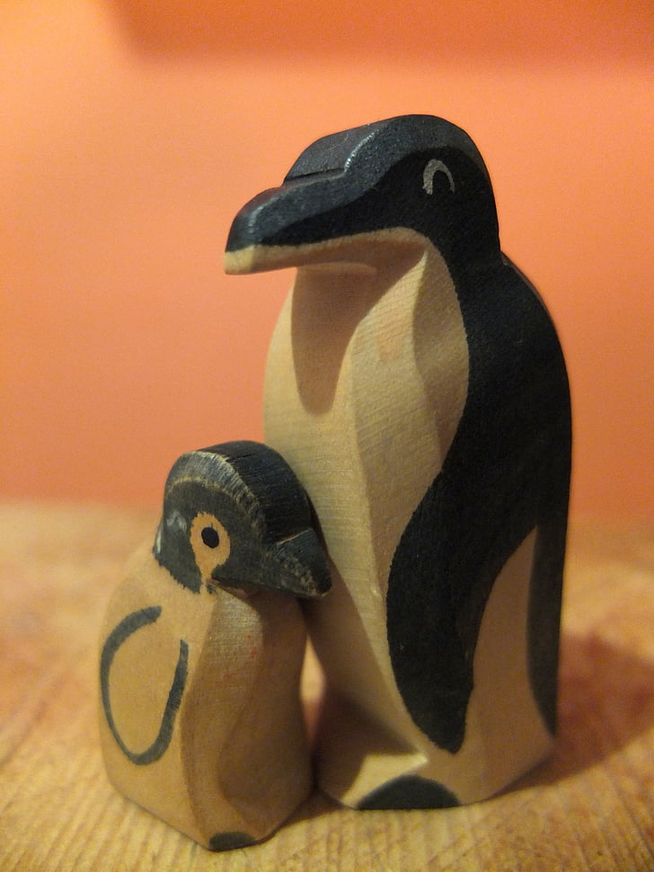 pingvīns, mātes, māte, tēvs, bērnu, aizveriet, pieglausties