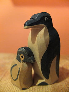 pinguïn, bovenliggende, moeder, vader, kind, sluiten, lekker