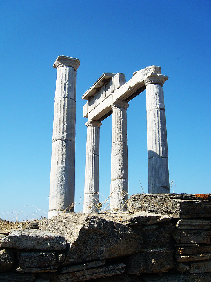 colonne, antique, colonne antique, temple d’Hermes, Naxos, Grèce, Cyclades