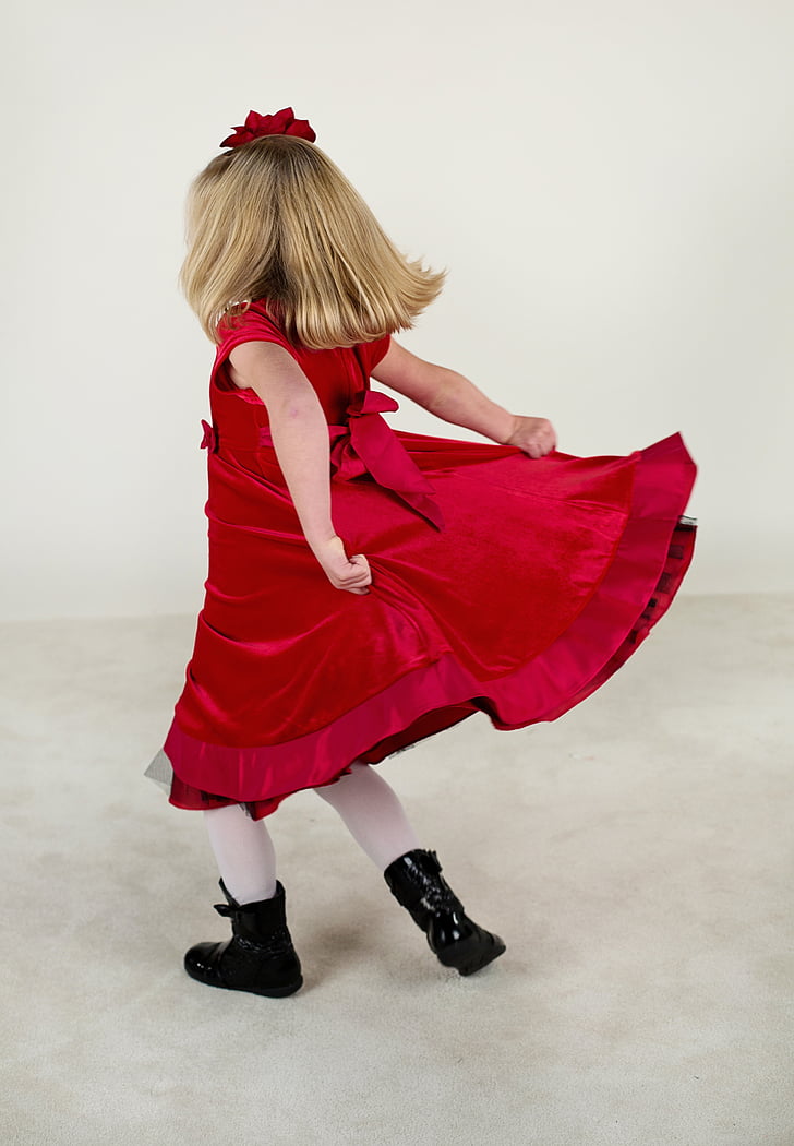 малко момиченце, тичане, червена рокля, Щастлив, дете, Момиче, малко