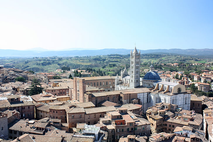 Siena, építészet, Toszkána, utca-és városrészlet, templom, Európa, tető