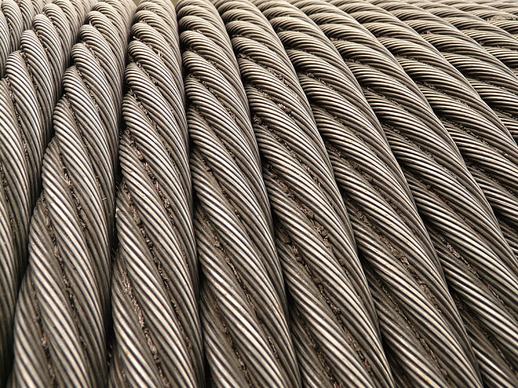 cable d'acer, corda, metall, seilwindung, ferro