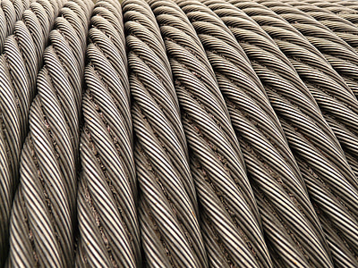 cable d'acer, corda, metall, seilwindung, ferro