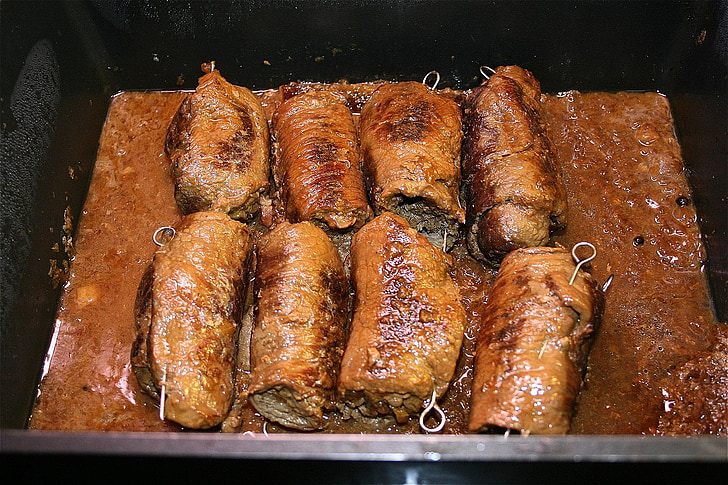 roulades, beef roulades, meat rolls, meat, braising, cook, beef