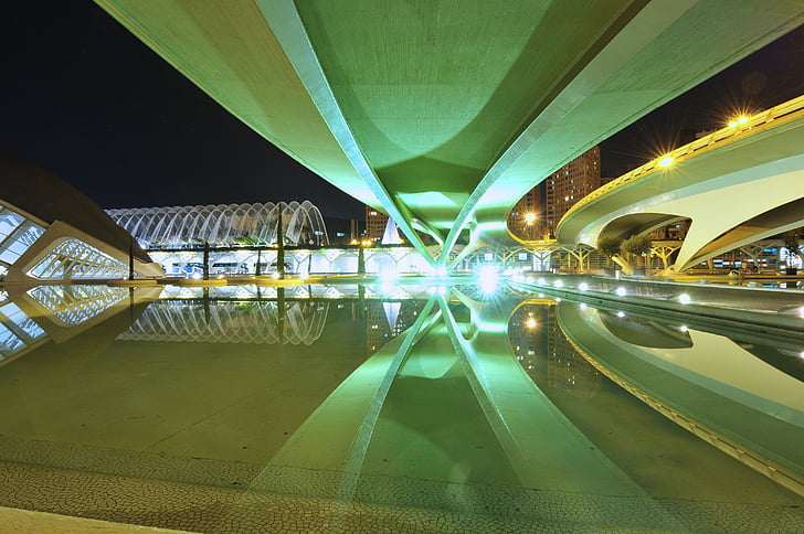 arquitectura, Santiago calatrava, reflexión, agua, estanque, ciudad, Turismo