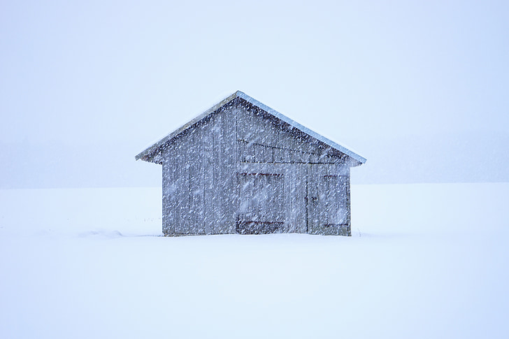 Хата, Заметіль, сніжинки, пластівці, сніг, дерев'яний будинок, шкала