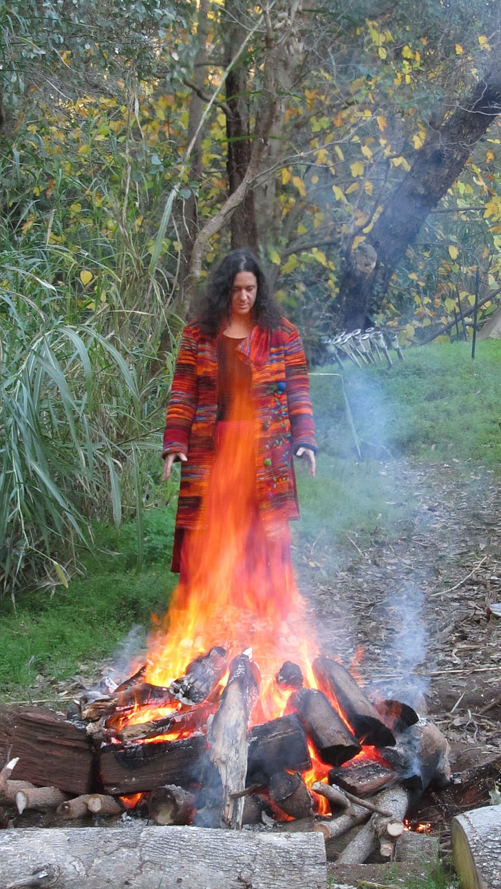 woman, fire, flames, sacred fire, fire spirit, elemental, warm
